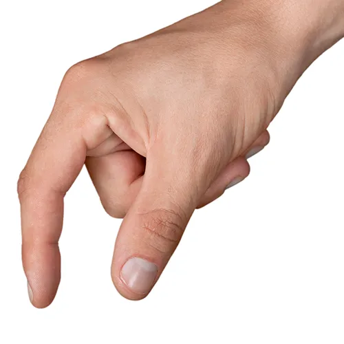 mano con gesto de coger objeto